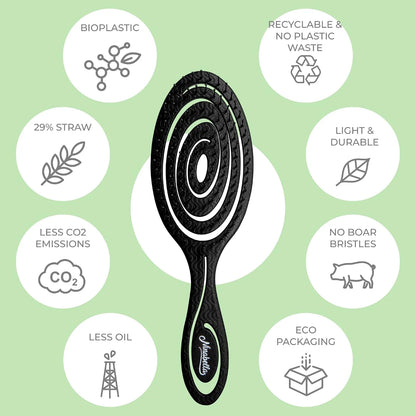 Ninabella Detangler Brush - No Tangle Hair Brush for Women, Fine, Thick and Long Hair - Hairbrush for Wet and Dry Hair, Gentle on the Scalp - Elegant Black