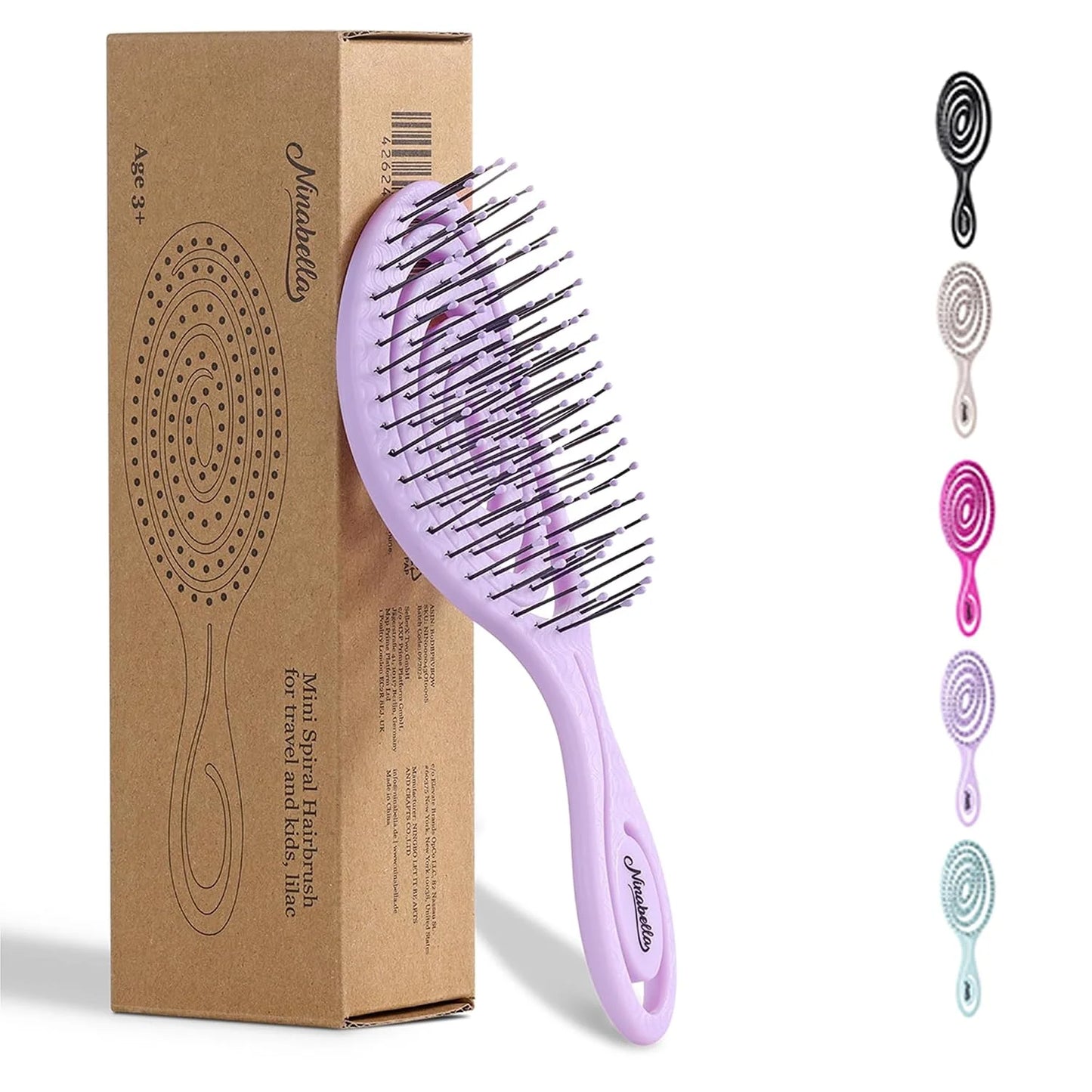 Ninabella Detangler Brush - No Tangle Hair Brush for Women, Fine, Thick and Long Hair - Hairbrush for Wet and Dry Hair, Gentle on the Scalp - Elegant Black