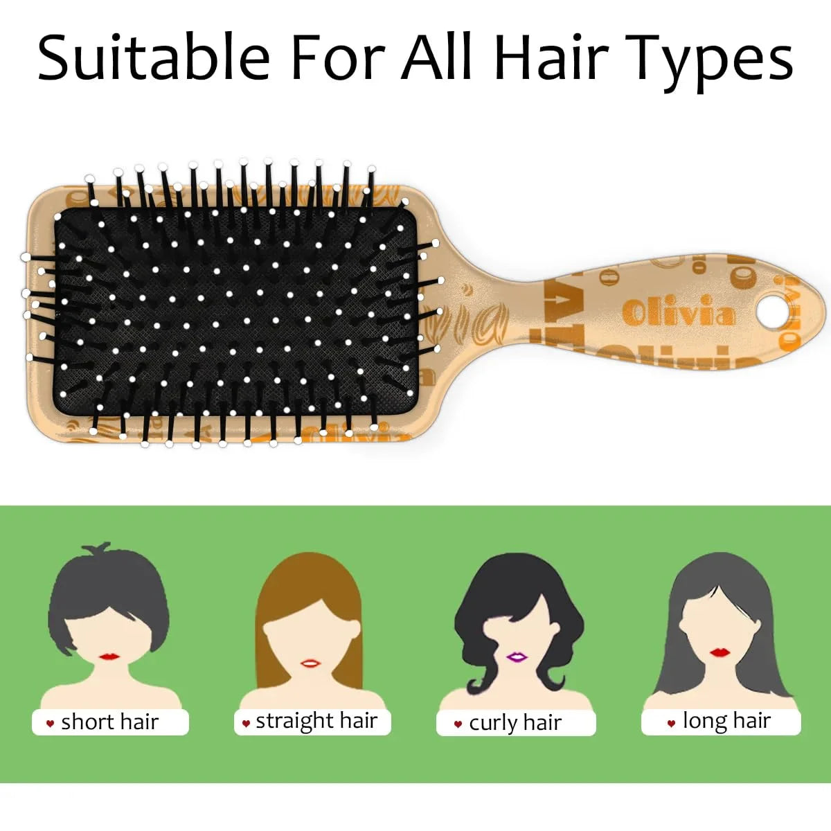 Personalized Name Hair Brush Detangler Brush Gifts for Women Man Custom Detangler-Hair-Brush Kids-Toddler-Girls for Travel All Hair Types
