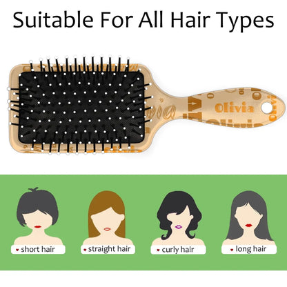Personalized Name Hair Brush Detangler Brush Gifts for Women Man Custom Detangler-Hair-Brush Kids-Toddler-Girls for Travel All Hair Types