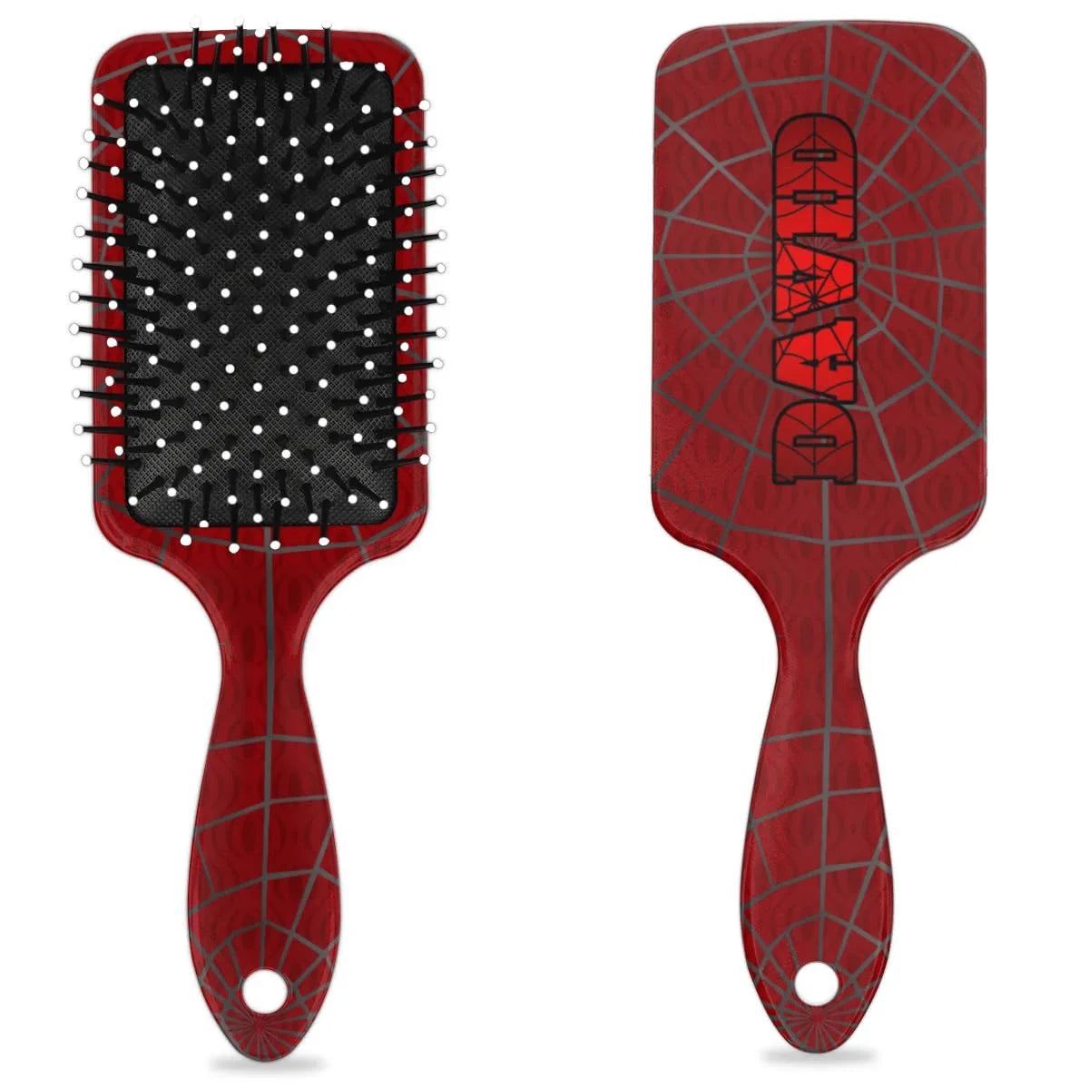 Personalized-Kids-Hair-Brush for Boy Girls Custom Gift Detangler Brush Soft Bristle Hair Brushes Travel Hair Brush for All Hair Types Christmas Hallowmas Spider Web Sliver Dot
