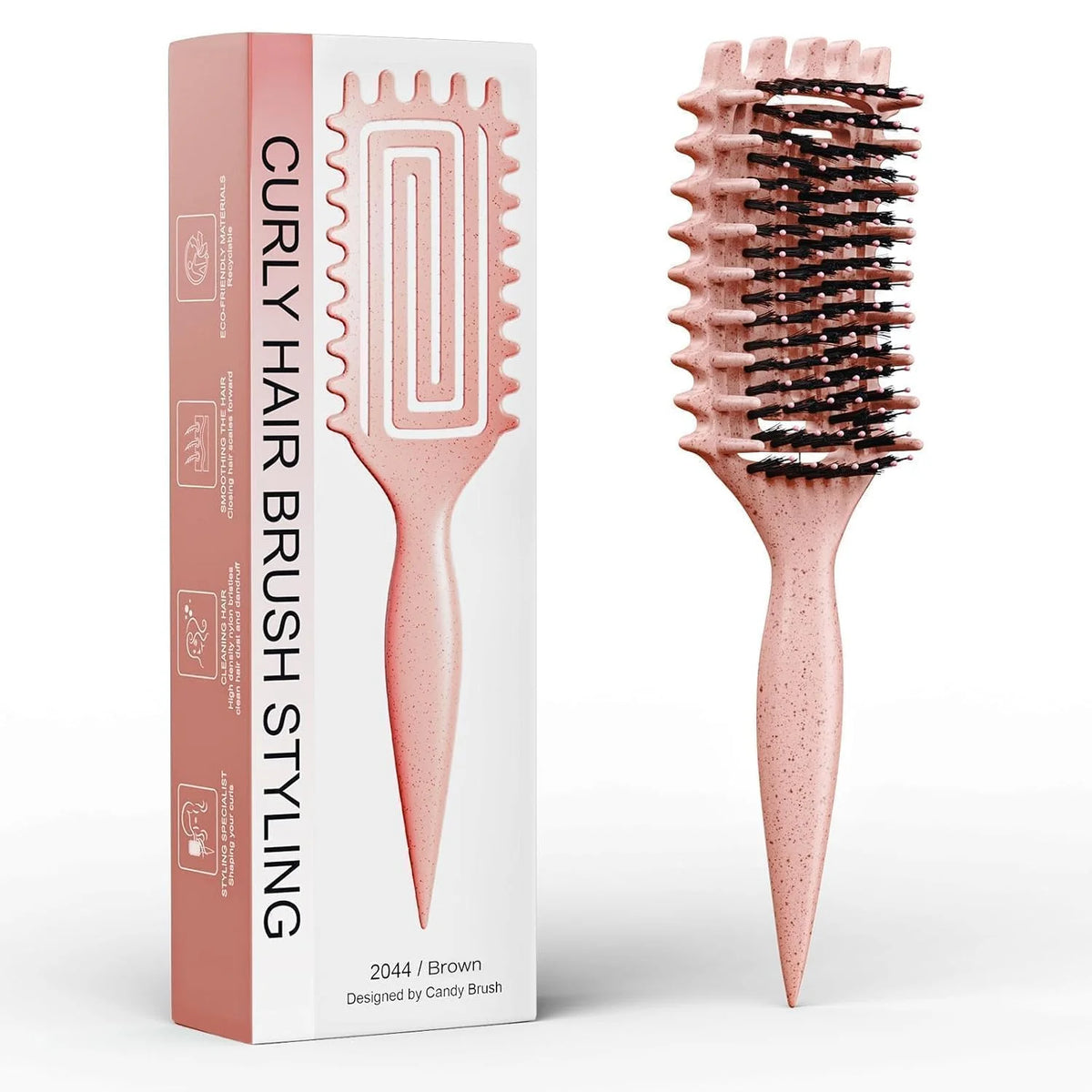 ABOYOY Curl Defining Brush with Side Gear for Curly Hair, Detangling & Styling Brush for Women Men, Lightweight Ergonomic Candy Brush Works on Wet or Dry Hair(green)