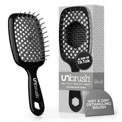 FHI Heat UNbrush Detangling Brush for Pain-Free Brushing on All Wet or Dry Hair Types — Durable DuoFlex Anti-Static Bristles, Lightweight Handle, Vented Hair Brush