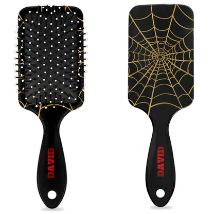 Personalized-Kids-Hair-Brush for Boy Girls Custom Gift Detangler Brush Soft Bristle Hair Brushes Travel Hair Brush for All Hair Types Christmas Hallowmas Spider Web Sliver Dot