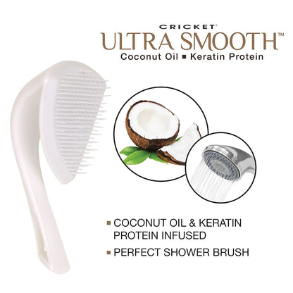 Cricket Ultra Smooth Coconut Conditioning Comb – Infused with Coconut Oil & Keratin for Frizz-Free Shine and Hydration, Ideal for Mid-Length, Thick, and Textured Hair