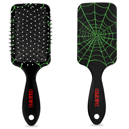 Personalized-Kids-Hair-Brush for Boy Girls Custom Gift Detangler Brush Soft Bristle Hair Brushes Travel Hair Brush for All Hair Types Christmas Hallowmas Spider Web Sliver Dot