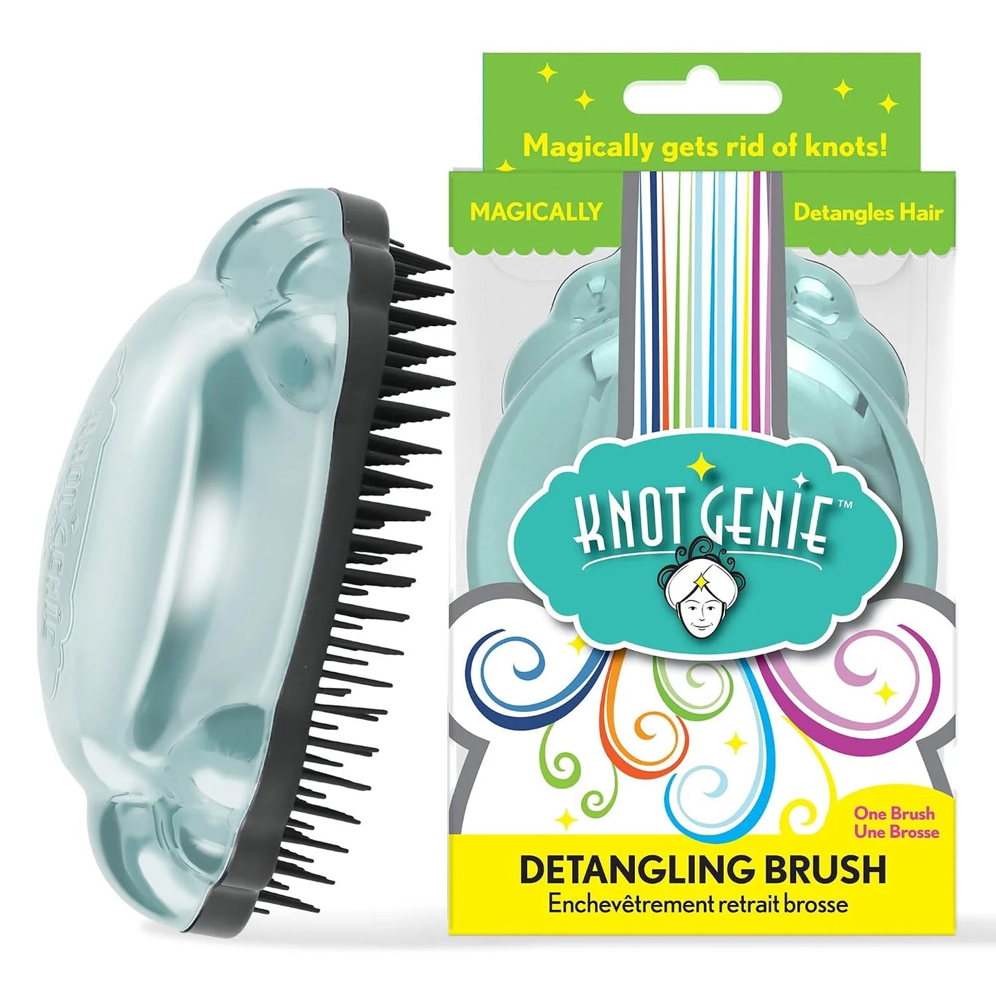 Knot Genie Detangling Hair Brush for Kids (Peaceful Purple) | Original Size | Perfect Detangling Brush for Curly Hair, Gently Separate Tangles, Leaves Hair Smooth and Shiny