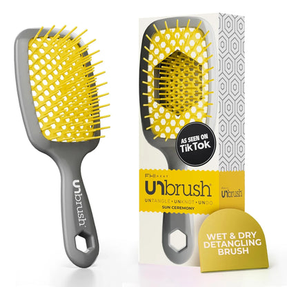 FHI Heat UNbrush Detangling Brush for Pain-Free Brushing on All Wet or Dry Hair Types — Durable DuoFlex Anti-Static Bristles, Lightweight Handle, Vented Hair Brush