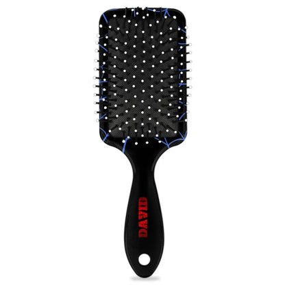 Personalized-Kids-Hair-Brush for Boy Girls Custom Gift Detangler Brush Soft Bristle Hair Brushes Travel Hair Brush for All Hair Types Christmas Hallowmas Spider Web Sliver Dot