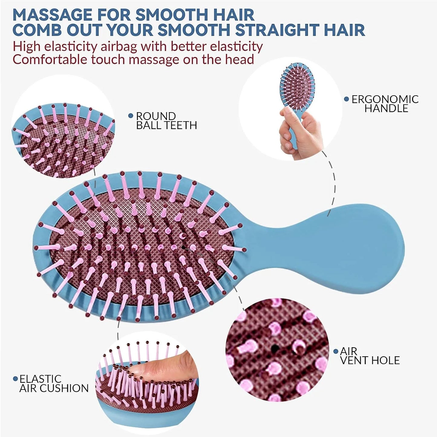 2P Mini Hair Brush,Brush Squirt Detangling Brush,Mini Detangler Brush, No Tangle Ultra-Soft IntelliFlex Bristles,with Ease Knots Without Tears or Breakage (Bright flour)