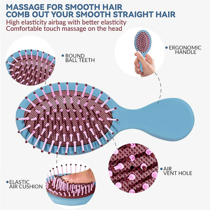 2P Mini Hair Brush,Brush Squirt Detangling Brush,Mini Detangler Brush, No Tangle Ultra-Soft IntelliFlex Bristles,with Ease Knots Without Tears or Breakage (Bright flour)
