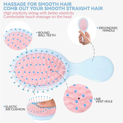 2P Mini Hair Brush,Brush Squirt Detangling Brush,Mini Detangler Brush, No Tangle Ultra-Soft IntelliFlex Bristles,with Ease Knots Without Tears or Breakage (Bright flour)