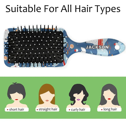 Personalized Cute Car Detangler-Hair-Brush for Kids Boys,Glides Through Tangles Comb,Custom Name Hair Brushes for All Hair Types Wet/Dry/Curly/Thick Hair,White 2