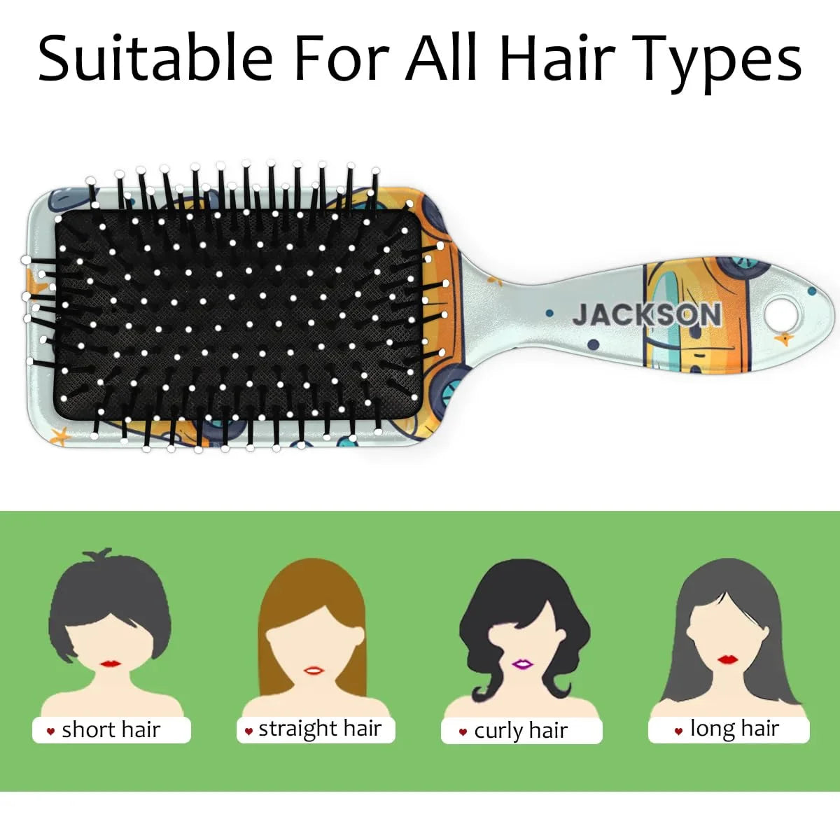 Personalized Cool-Rocket Detangler-Hair-Brush for Kids-Boys,Glides Through Tangles Comb,Custom Name Hair Brushes for All Hair Types Wet/Dry/Curly/Thick Hair,Dark Blue