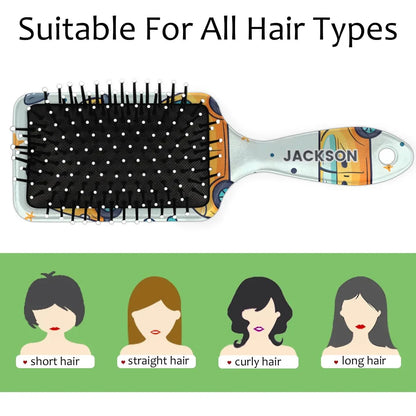 Personalized Cool-Rocket Detangler-Hair-Brush for Kids-Boys,Glides Through Tangles Comb,Custom Name Hair Brushes for All Hair Types Wet/Dry/Curly/Thick Hair,Dark Blue