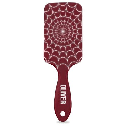 Personalized-Kids-Hair-Brush for Boy Girls Custom Gift Detangler Brush Soft Bristle Hair Brushes Travel Hair Brush for All Hair Types Christmas Hallowmas Spider Web Sliver Dot