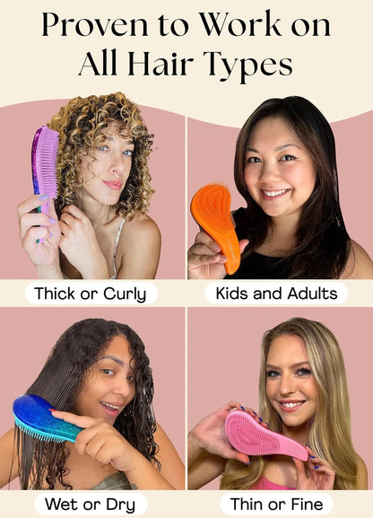 Lily England Detangling Comb & Brush Set for Girls, Tail & Wide Tooth Comb