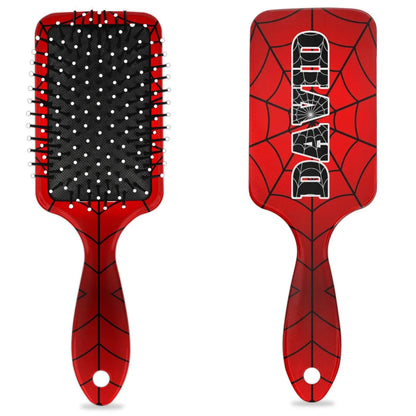 Personalized-Kids-Hair-Brush for Boy Girls Custom Gift Detangler Brush Soft Bristle Hair Brushes Travel Hair Brush for All Hair Types Christmas Hallowmas Spider Web Sliver Dot