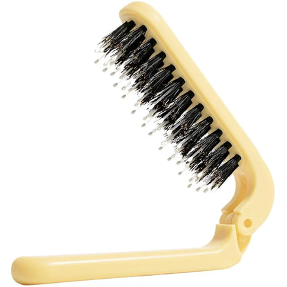 Uffy MiniPop Travel Hair Brush – Mini Folding Boar Bristles for Women, Men & Kids | Kid-Friendly Portable Purse Brush for Wet & Dry Hair, Curly or Straight | Pocket-Size Detangler – Hot Pink