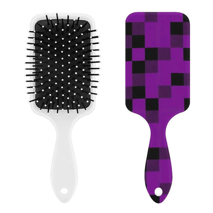 Women Girls Ladies Hair Brush Purple Black Buffalo Check Plaid Pattern, Paddle Brush for Detangling Scalp Massage, Cushion Hairbrush for Long Thick Curly Hair