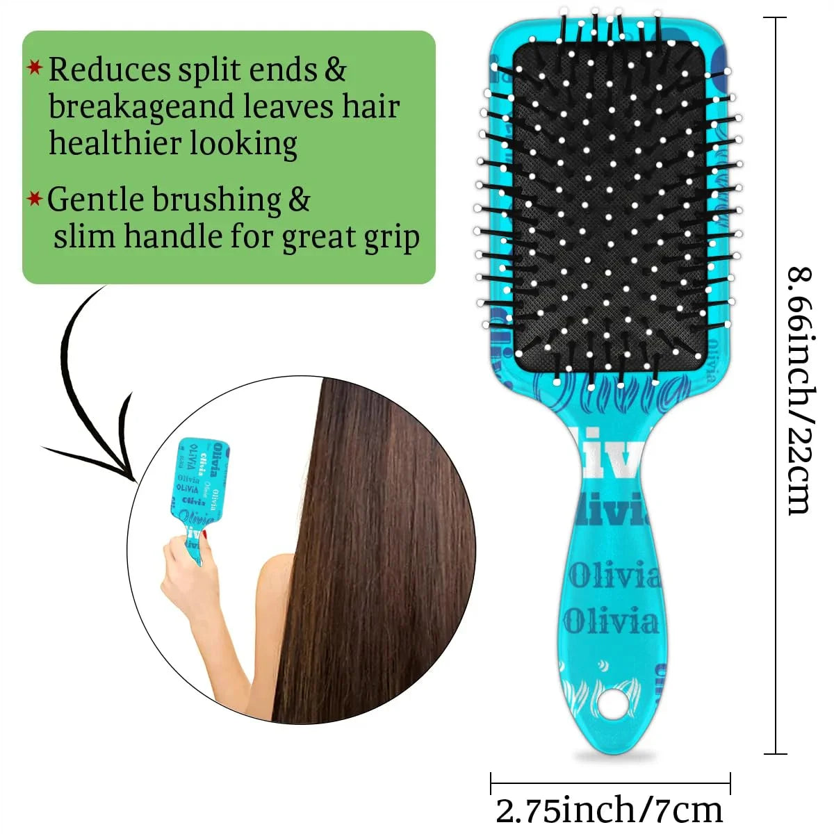 Personalized Name Hair Brush Detangler Brush Gifts for Women Man Custom Detangler-Hair-Brush Kids-Toddler-Girls for Travel All Hair Types