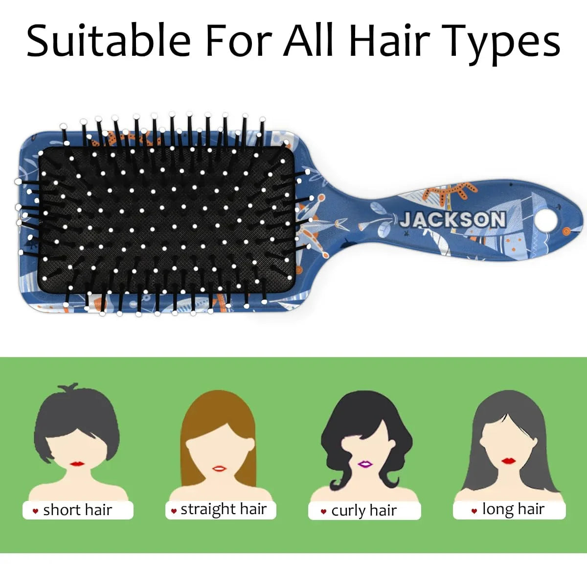 Personalized Cute Car Detangler-Hair-Brush for Kids Boys,Glides Through Tangles Comb,Custom Name Hair Brushes for All Hair Types Wet/Dry/Curly/Thick Hair,White 2