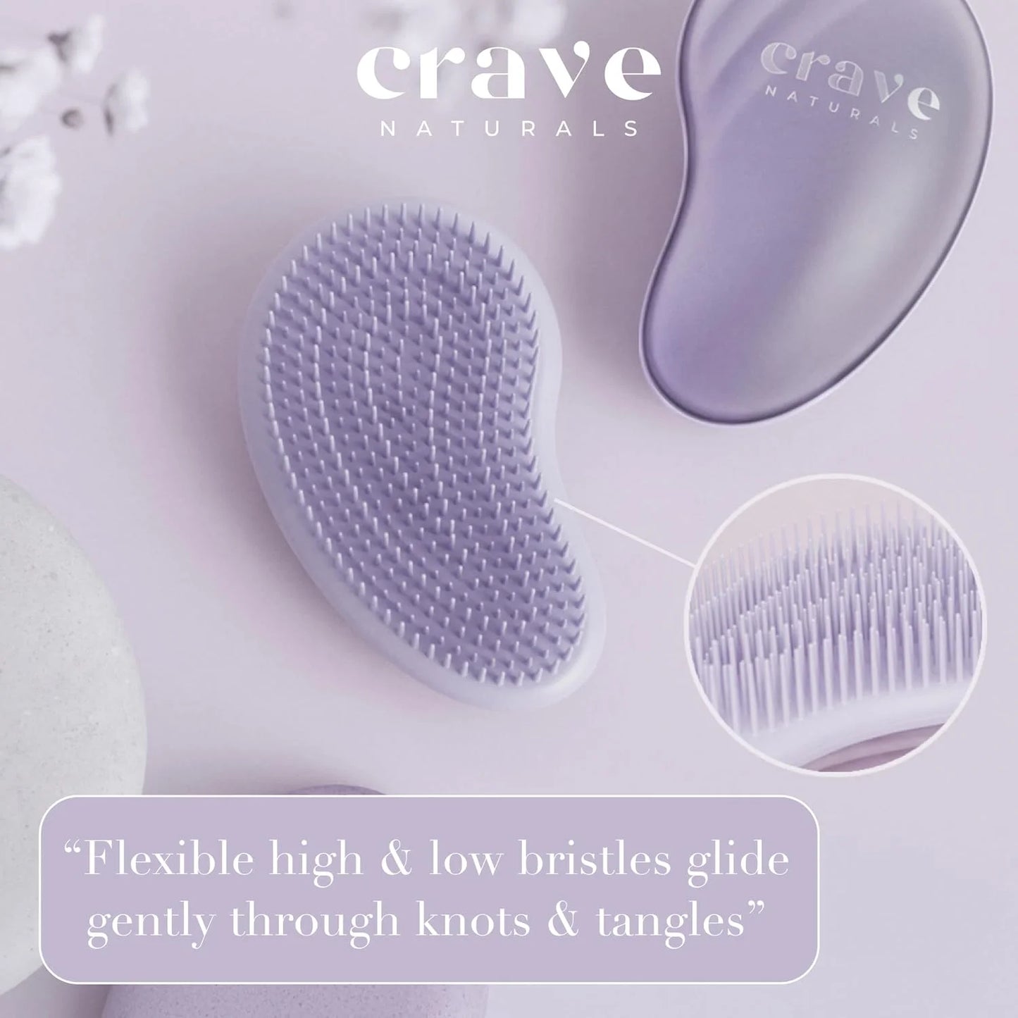 Crave Naturals Mini Detangler Hair Brush Turquoise – Glide Thru Hair Detangler Brush for Women, Kids & Toddlers – Gentle Scalp Care, No-Pain Tangle-Free Hairbrush for All Hair Types, Travel Hair Brush