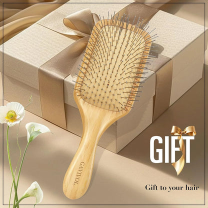 Bamboo Hair Brush for Men & Women – Natural Scalp Massager with Steel Bristles, Promotes Hair Growth, Anti-Static & Travel-Friendly, Wet Brush & Detangler (Kids/Adults)