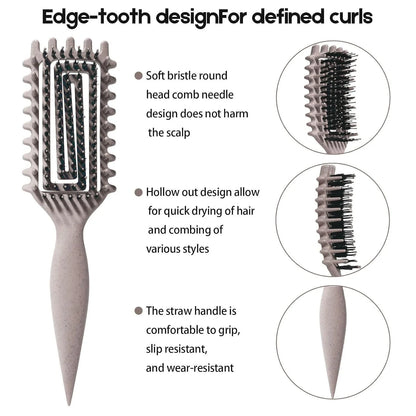 Curly Hair Brush Candybrush Curl Defining Brush for Detangling Shaping and Defining Curls for Women, Men, Wet & Dry Hair (Green Pink)